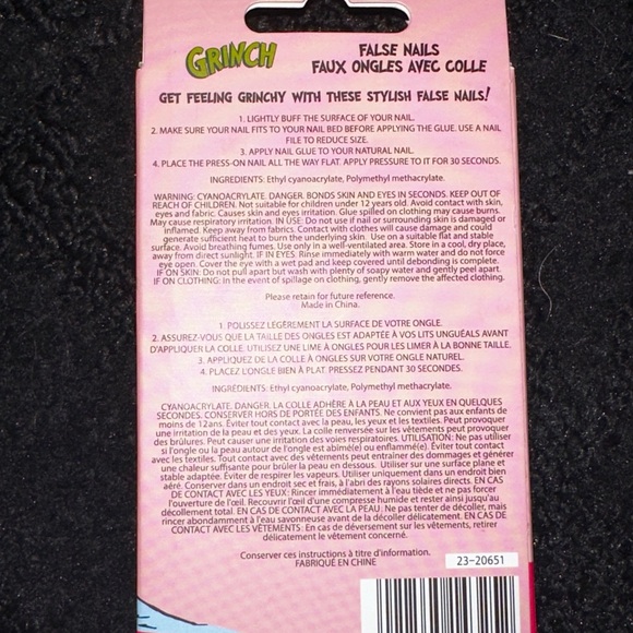 Dr. Seuss The Grinch Set of 24 False Christmas Nails with Glue Brand New In Box - Picture 5 of 5